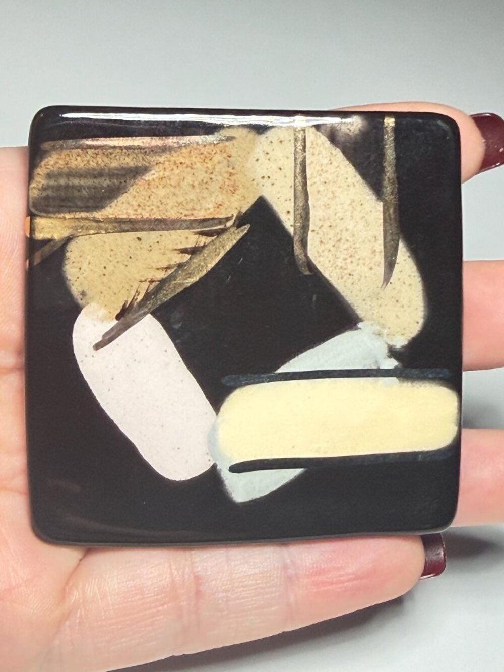 Abstract Ceramic Tile Brooch Handmade OOAK Modernist Design